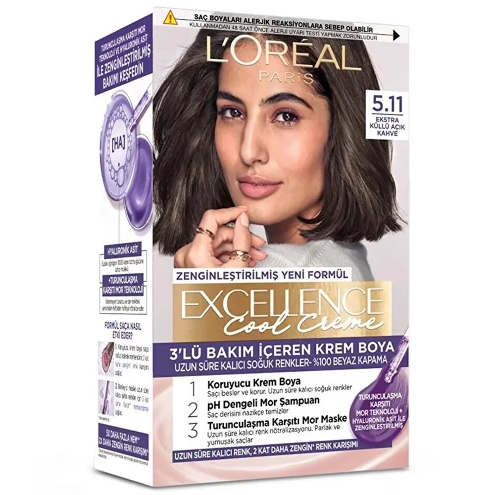 LOREAL EXCELLENCE COOL SAÇ BOYASI 5.11 EKSTRA KÜLLÜ AÇIK KAHVE