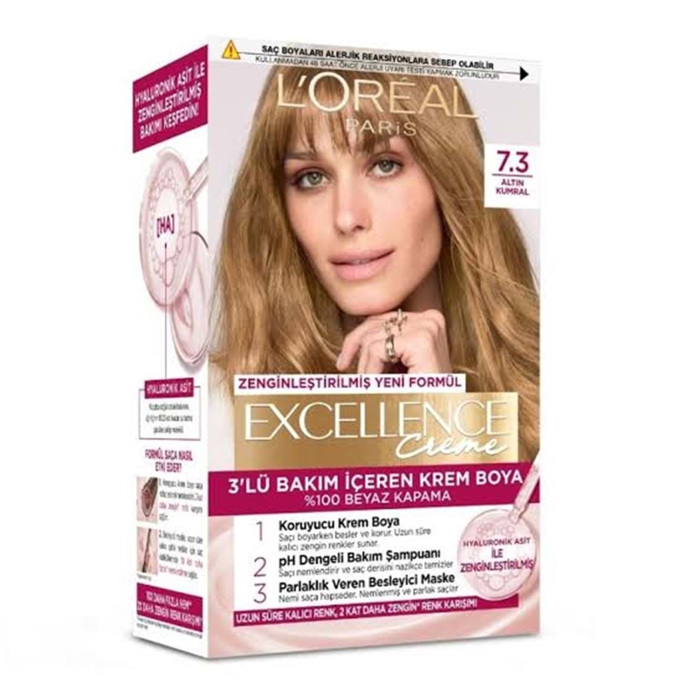 LOREAL EXCELLENCE CREME SAÇ BOYASI 7.3 ALTIN KUMRAL