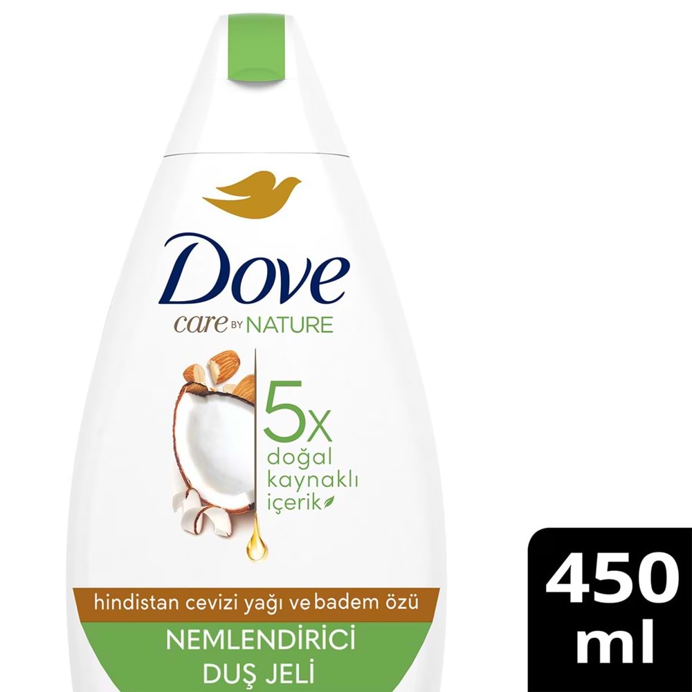 DOVE CAREBYNATURE YENİLEYİCİ HİNDİSTAN CEVİZİ YAĞI VE BADEM ÖZÜ NEMLENDİRİCİ DUŞ JELİ 450 ML