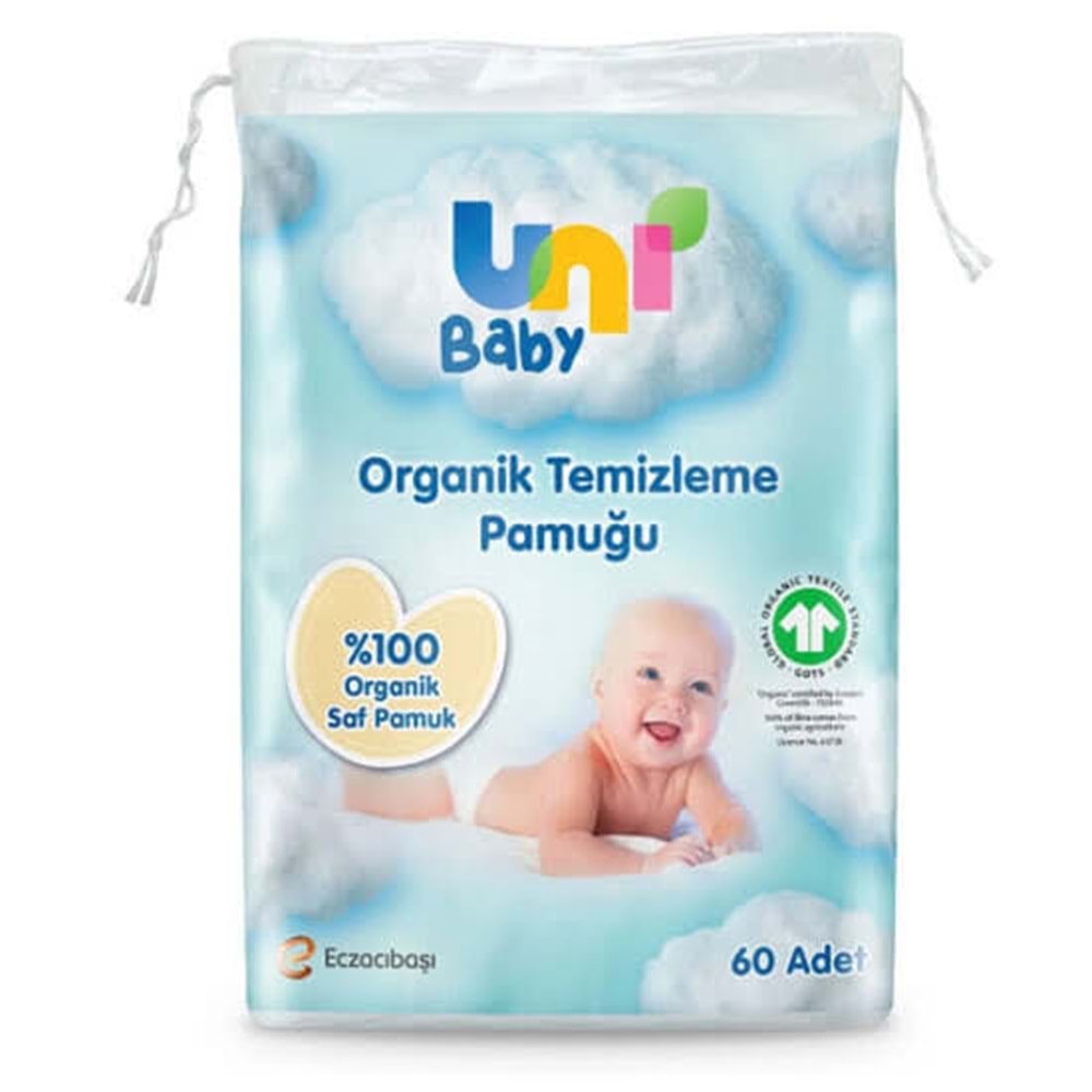 UNI BABY ORGANİK TEMİZLEME PAMUĞU 60LI