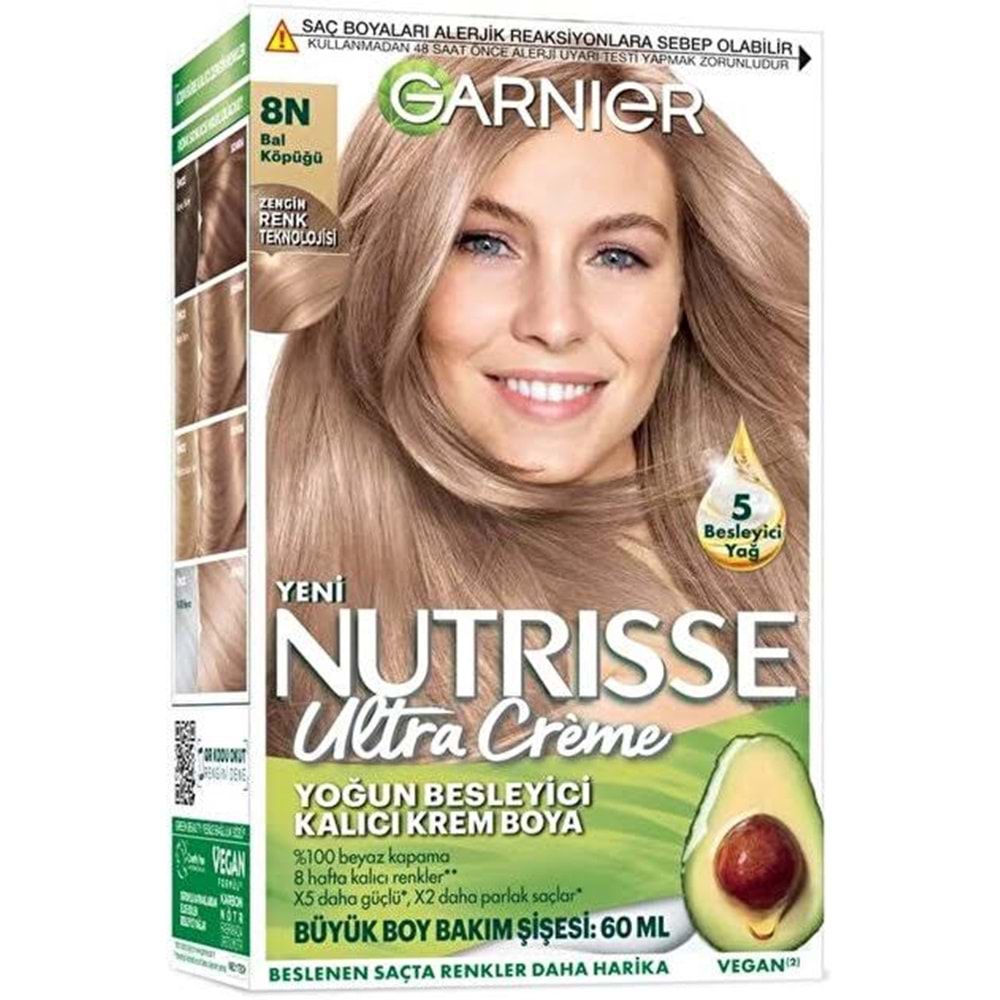 GARNIER NUTRISSE YOĞUN BESLEYİCİ KALICI KREM BOYA 8N BAL KÖPÜĞÜ