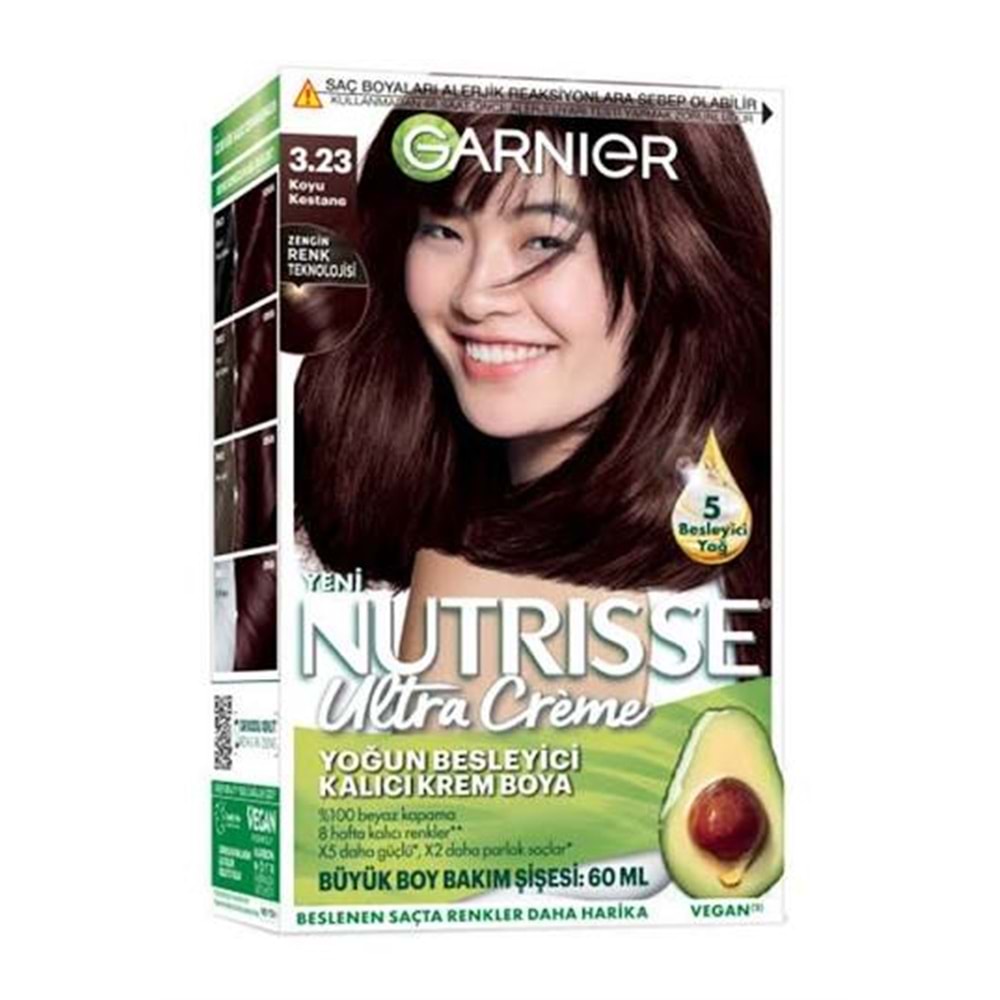 GARNIER NUTRISSE YOĞUN BESLEYİCİ KALICI KREM BOYA 3.23 KOYU KESTANE