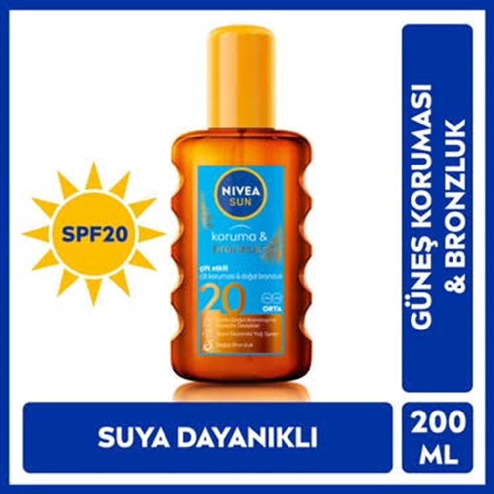 NIVEA SUN GÜNEŞ YAĞI KORUMA & BRONZLUK 20 GKF 200 ML