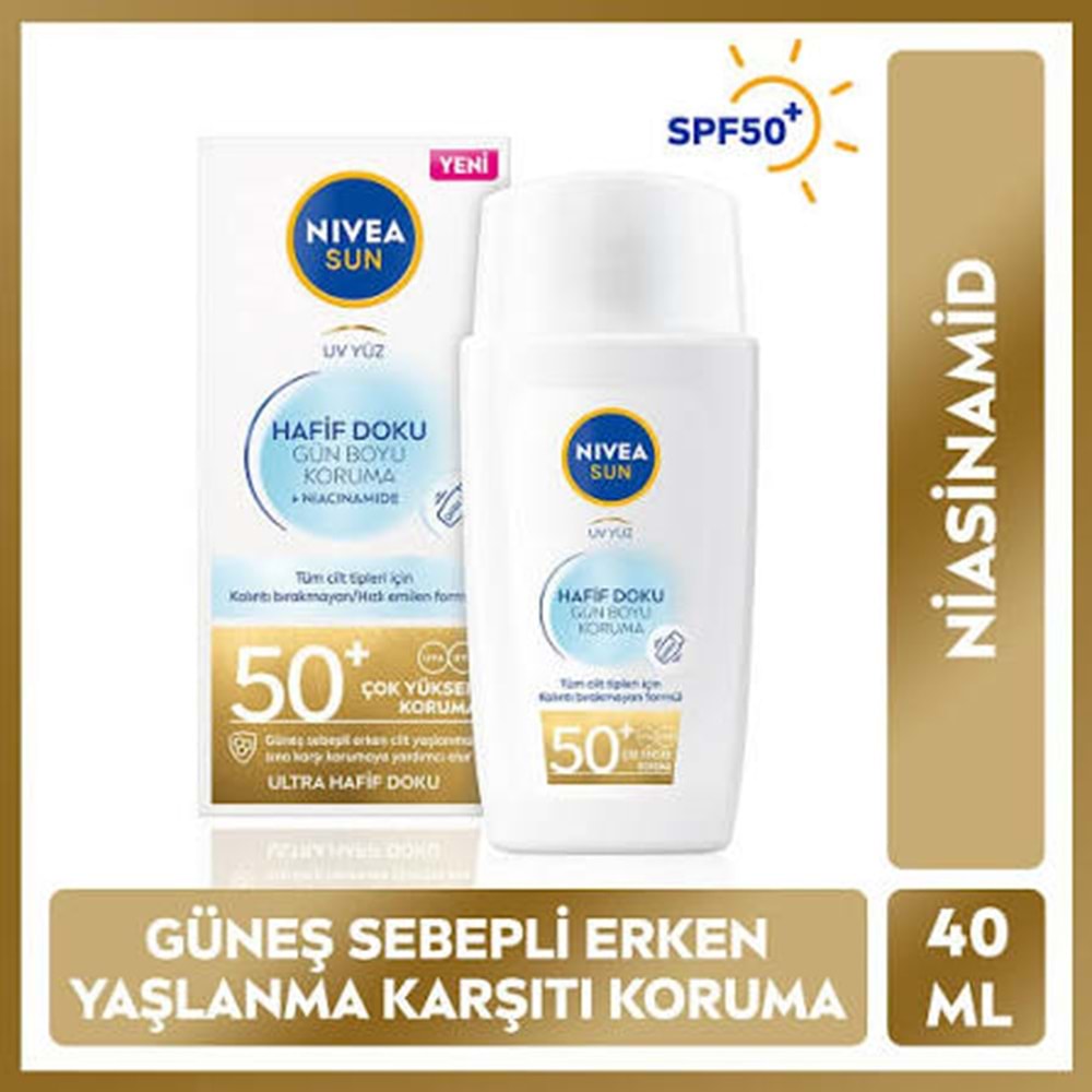 NIVEA SUN YÜZ KORUMA KREMİ HAFİF DOKU 50 GKF 40 ML