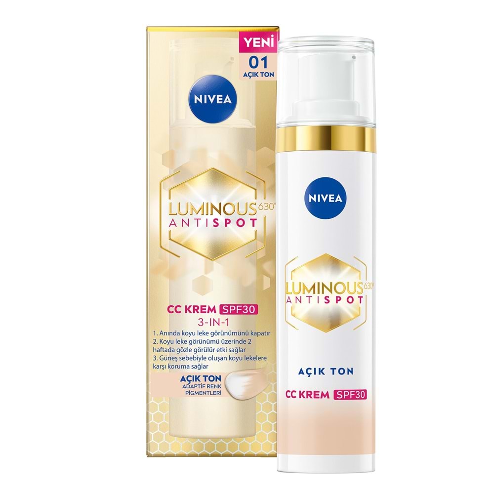 NIVEA LUMINOUS ANTISPOT CC KREM SPF30 01 AÇIK TON 40 ML