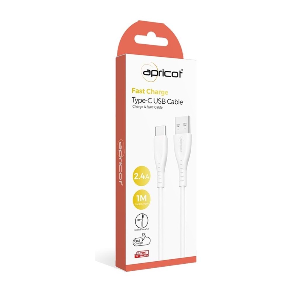 APRICOT ŞARJ KABLOSU TYPE-C USB 2.4A 1M APC-A120T