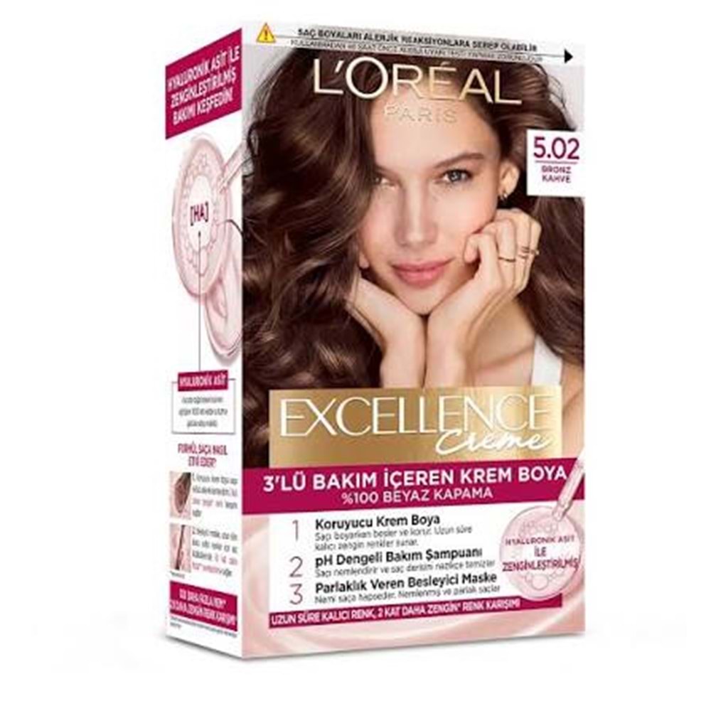 LOREAL EXCELLENCE CREME SAÇ BOYASI 5.02 BRONZ KAHVE