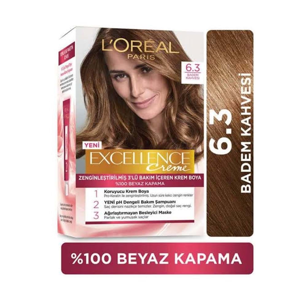 LOREAL EXCELLENCE CREME SAÇ BOYASI 6.3 AÇIK KARAMEL