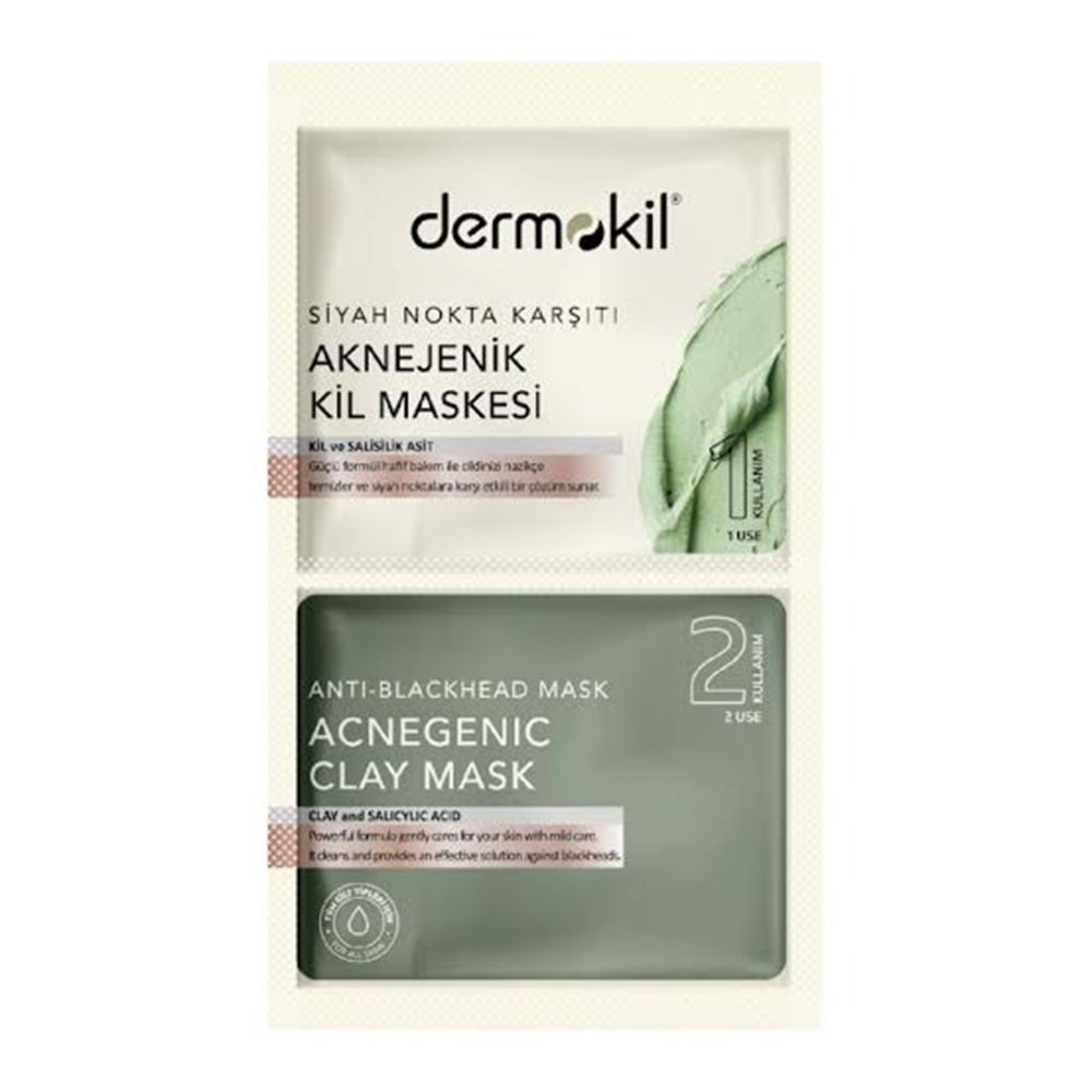 DERMOKİL SİYAH NOKTA KARŞITI AKNEJENİK KİL MASKESİ 7,5 ML X 2