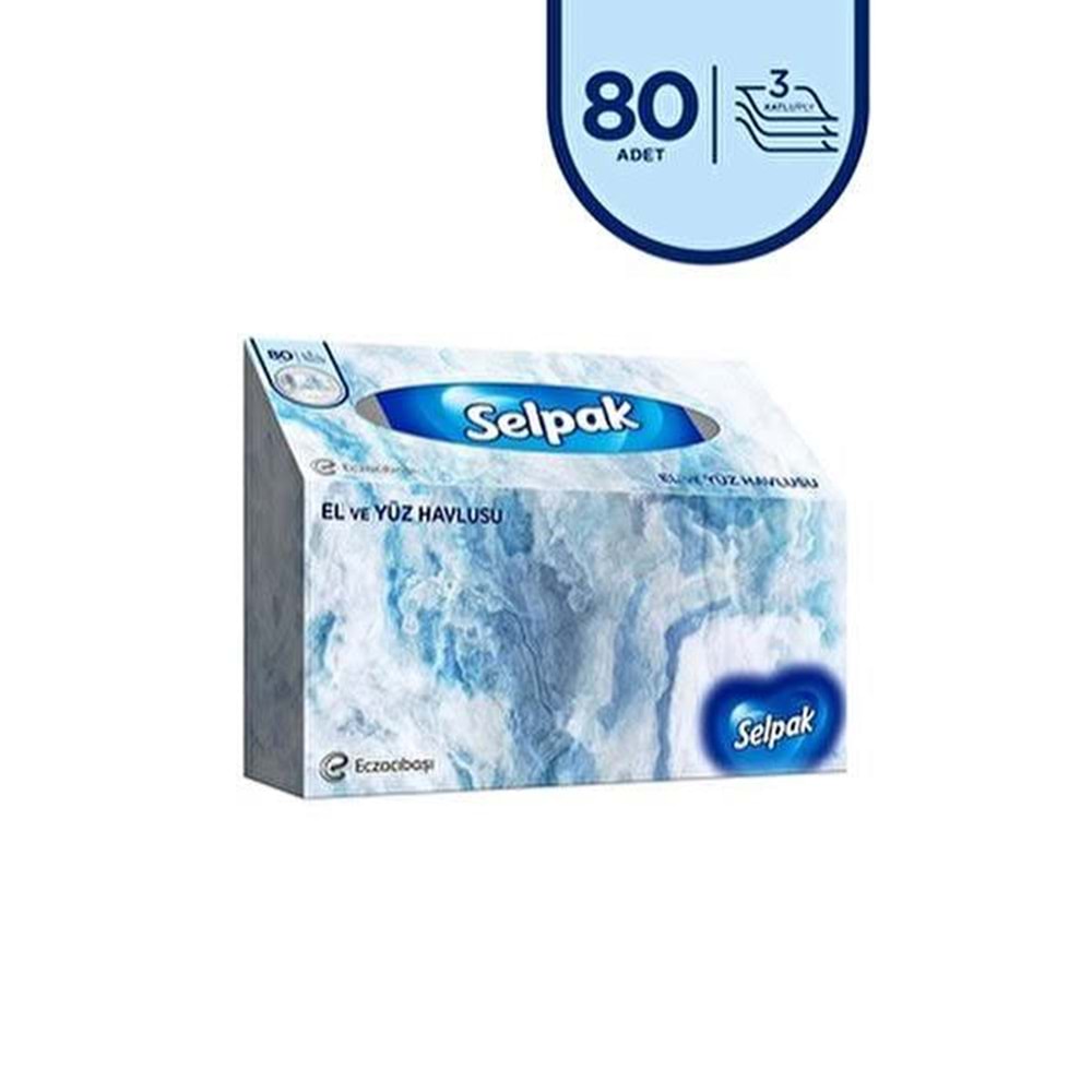 SELPAK KUTU EL VE YÜZ HAVLUSU 80Lİ