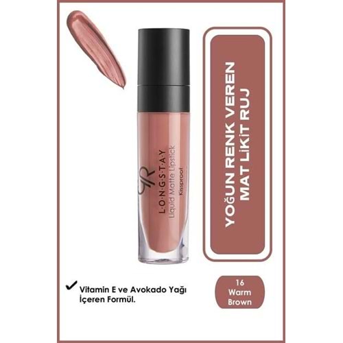 GOLDEN ROSE LONGSTAY LIQUID MATTE LIPSTICK KISSPROOF 16