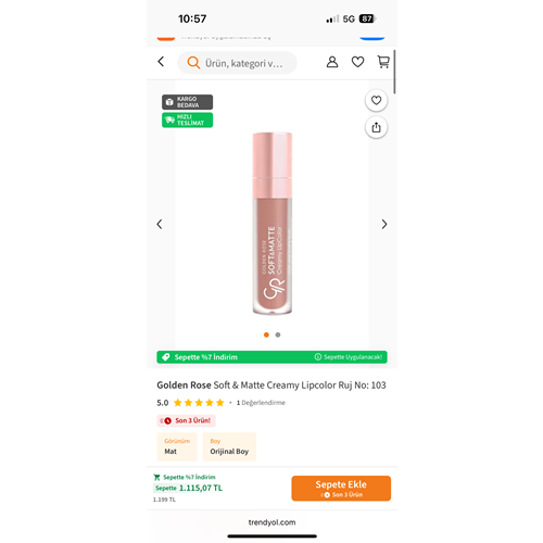GOLDEN ROSE SOFT&MATTE CREAMY LIPCOLOR 118