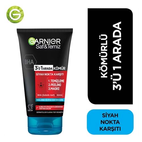 GARNIER SKIN BHA KÖMÜR 3 IN 1 MASKE