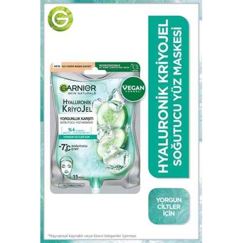 GARNIER HYALURONIC CRYO JELLY KAĞIT YÜZ MASKESİ