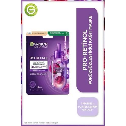 GARNIER SKIN PRO-RETINOL KAĞIT YÜZ MASKESİ
