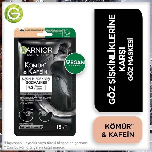 GARNIER SKIN CHARCOAL CAFFEINE GÖZ MASKESİ