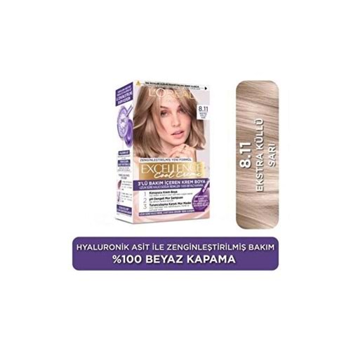 LOREAL EXCELLENCE COOL SAÇ BOYASI 8.11 EKSTRA KÜLLÜ SARI
