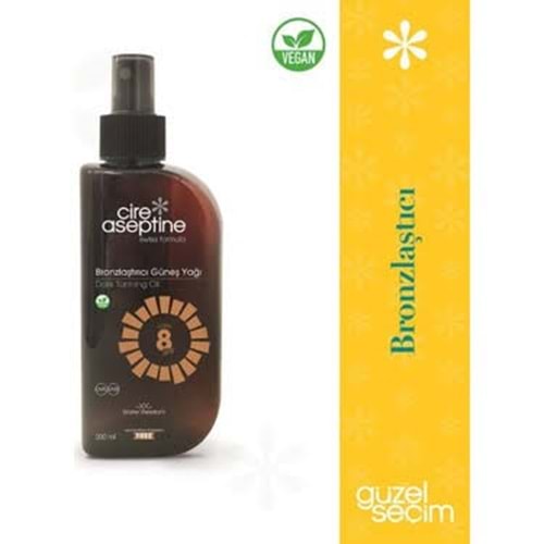 CİRE ASEPTİNE BRONZLAŞTIRICI GÜNEŞ YAĞI 8 SPF 200 ML