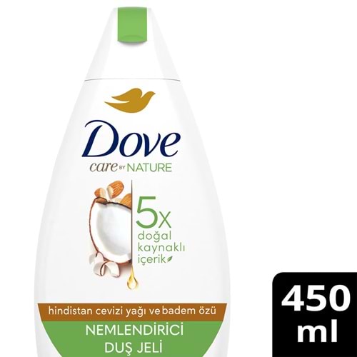 DOVE CAREBYNATURE YENİLEYİCİ HİNDİSTAN CEVİZİ YAĞI VE BADEM ÖZÜ NEMLENDİRİCİ DUŞ JELİ 450 ML