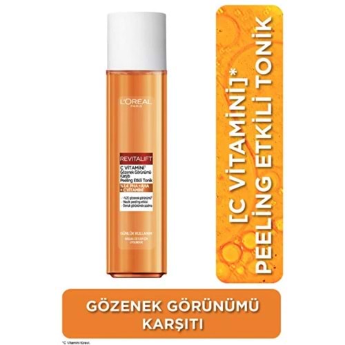 LOREAL PARIS REVITALIFT C VİTAMİNİ GÖZENEK GÖRÜNÜMÜ KARŞITI PEELİNG ETKİLİ TONİK 180 ML