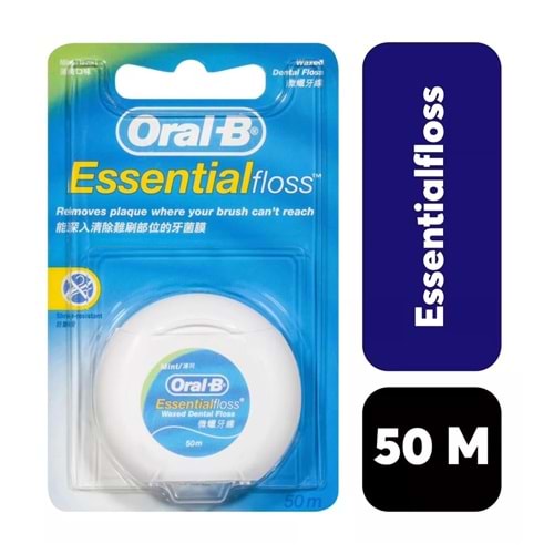 ORAL-B ESSENTIAL FLOSS NANELİ MUMLU DİŞ İPİ 50 M