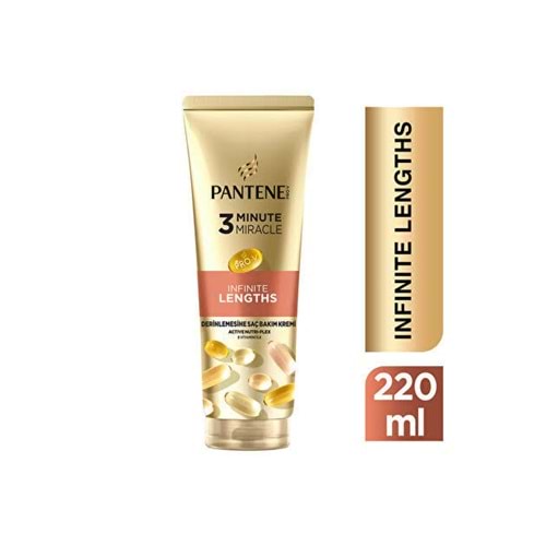 PANTENE 3 MINUTE MIRACLE INFINITE LENGTHS DERİNLEMESİNE SAÇ BAKIM KREMİ 220 ML