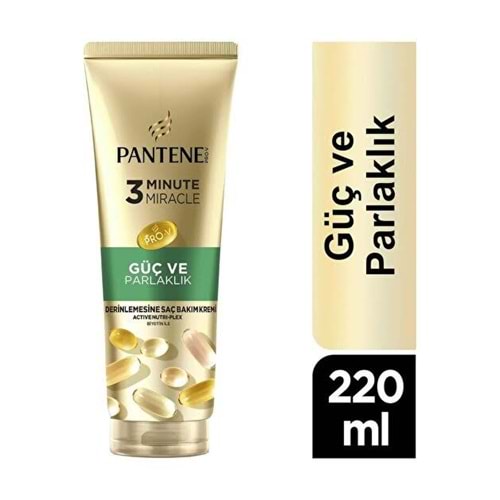 PANTENE 3 MINUTE MIRACLE GÜÇ VE PARLAKLIK DERİNLEMESİNE SAÇ BAKIM KREMİ 220 ML