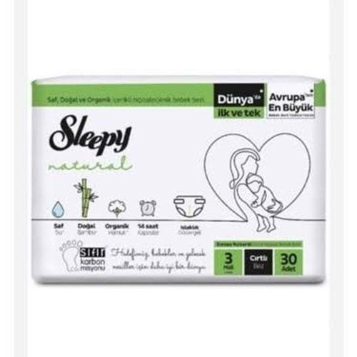 SLEEPY NATURAL BEBEK BEZİ 3 MİDİ 30LU