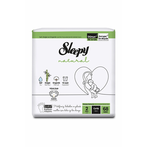 SLEEPY BEBEK BEZİ NATURAL TEKLİ KOMPAKT NO:2 MİNİ 3-6 KG 24LÜ
