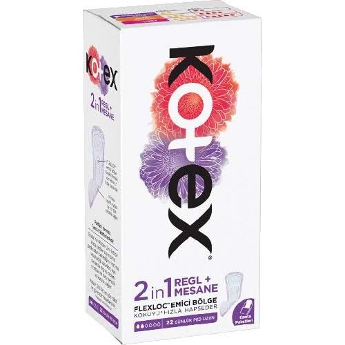 KOTEX 2 IN 1 MESANE + REGL UZUN GÜNLÜK PED 22 Lİ