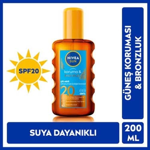 NIVEA SUN GÜNEŞ YAĞI KORUMA & BRONZLUK 20 GKF 200 ML
