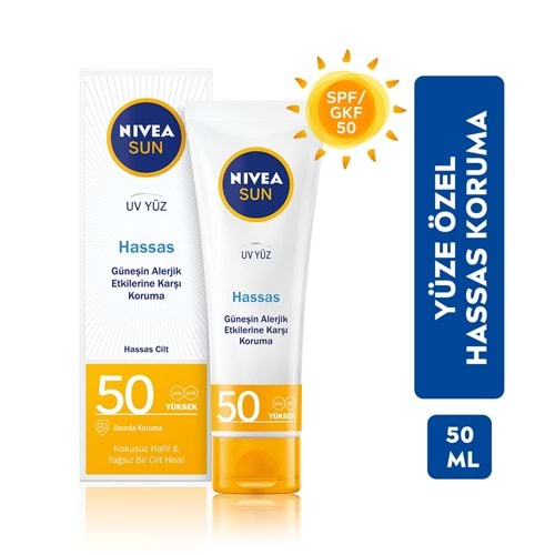 NIVEA SUN YÜZ KORUMA KREMİ HASSAS 50 GKF 50 ML