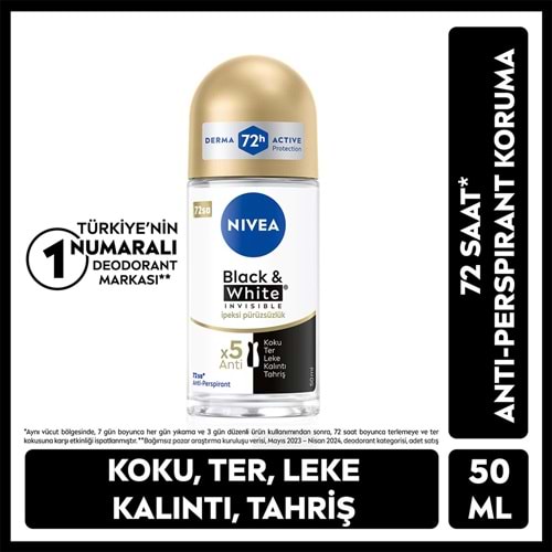 NIVEA BLACK&WHITE İPEKSİ PÜRÜZSÜZLÜK KADIN ROLL-ON 50 ML