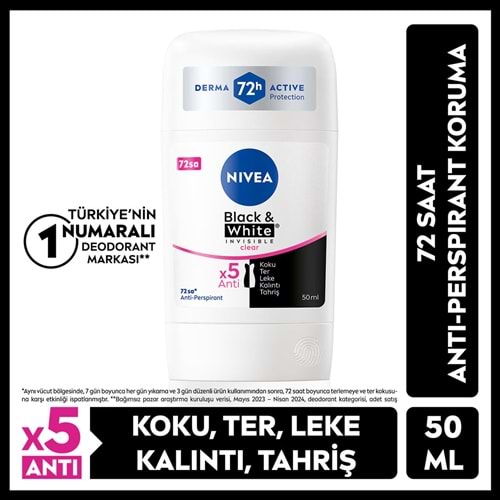 NIVEA BLACK&WHITE CLEAR KADIN STICK 50 ML