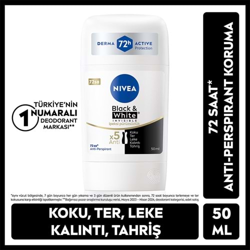 NIVEA BLACK&WHITE İPEKSİ PÜRÜZSÜZLÜK KADIN STICK 50 ML