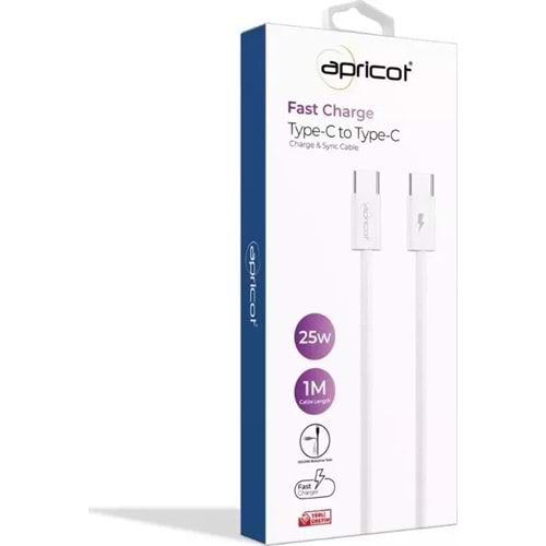 APRICOT ŞARJ KABLOSU TYPE-C TO TYPE-C 25W 1M APC-PD10T