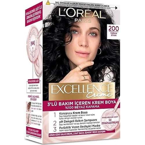 LOREAL EXCELLENCE CREME SAÇ BOYASI 200 YOĞUN SİYAH