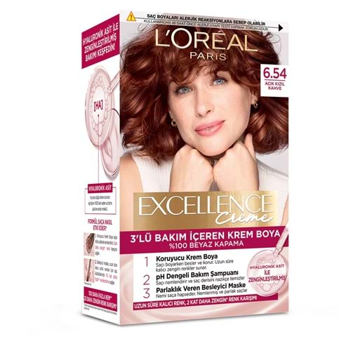 LOREAL PARİS EXCELLENCE CREME 6.54 AÇIK KIZIL KAHVE