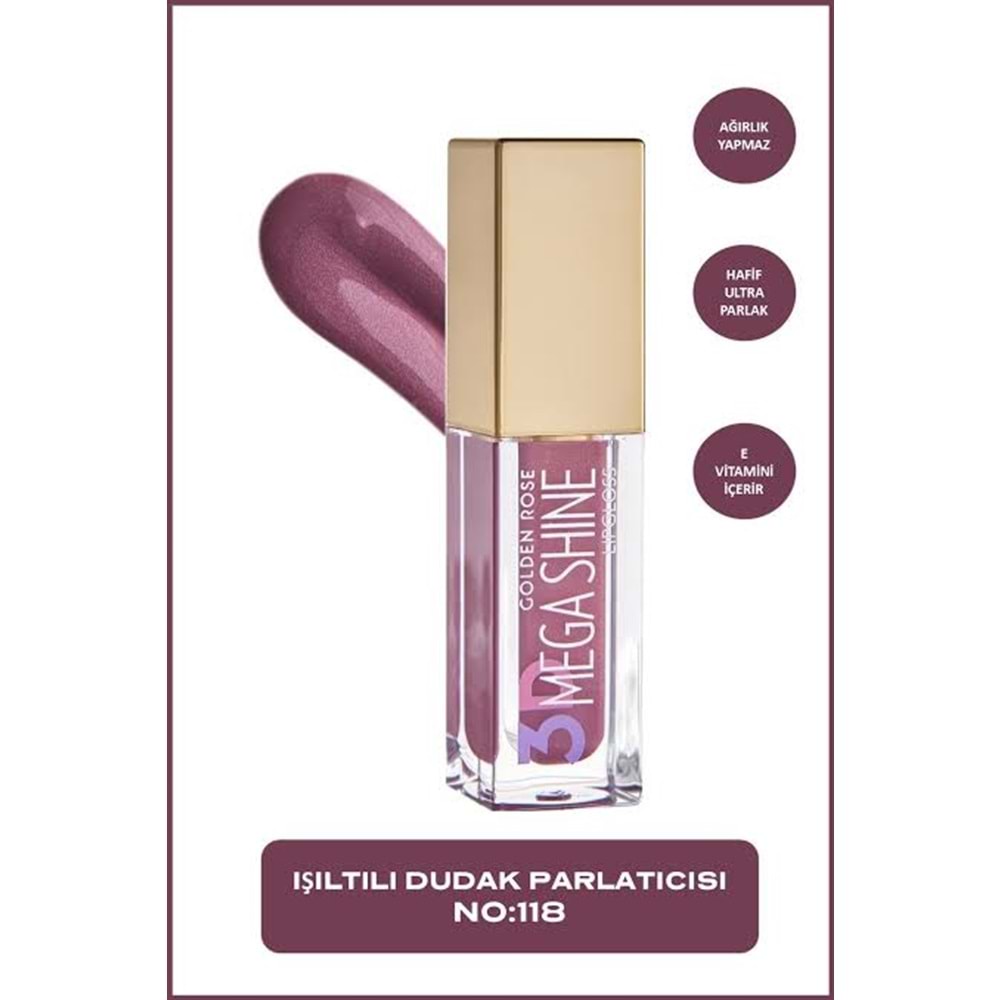 GOLDEN ROSE 3D MEGA SHINE LIPGLOSS 118