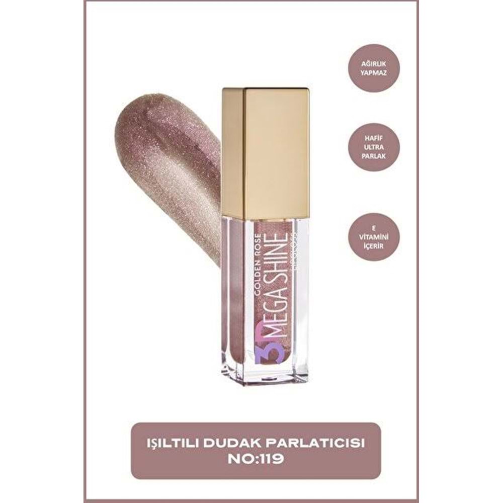 GOLDEN ROSE 3D MEGA SHINE LIPGLOSS 119 SPARKLE