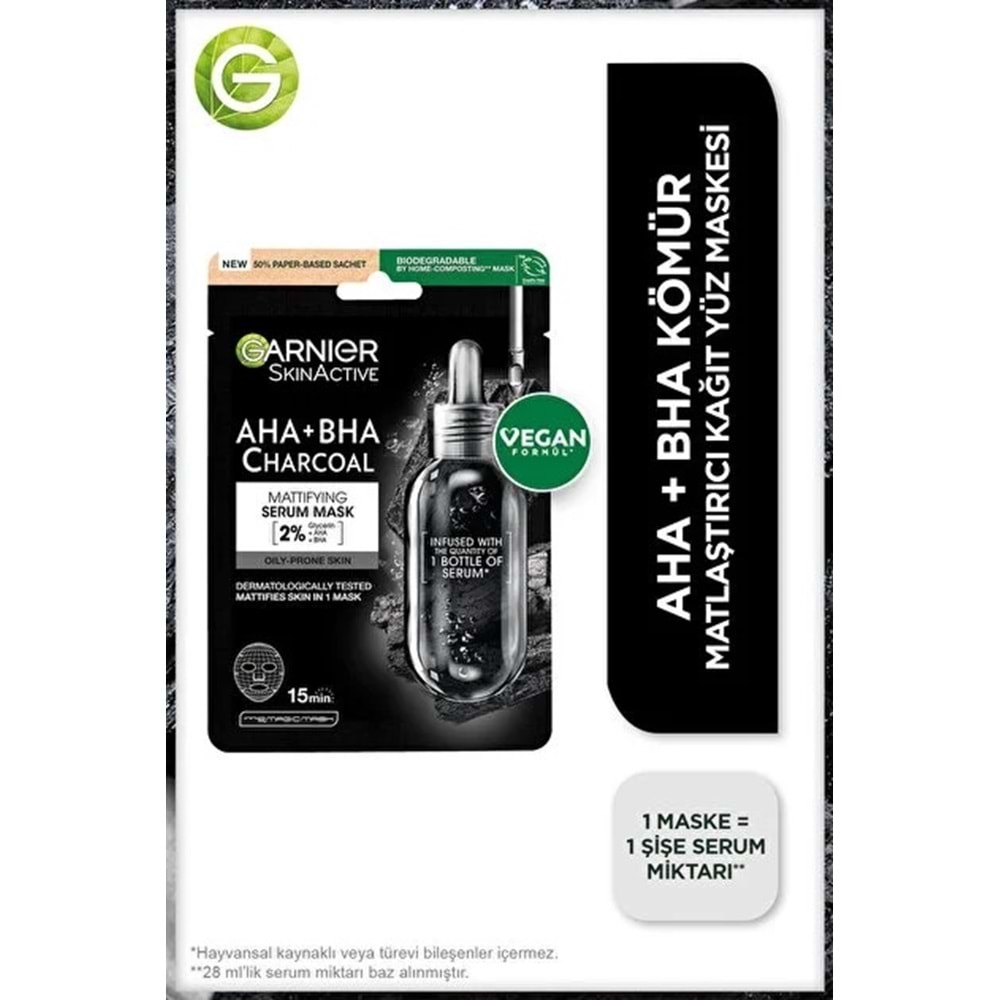 GARNIER KÖMÜRLÜ KAĞIT YÜZ MASKESİ