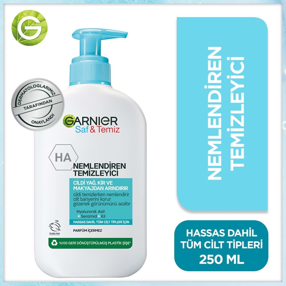 GARNIER SKIN SAF VE TEMİZ NEMLENDİREN TEMİZLEYİCİ 250 ML