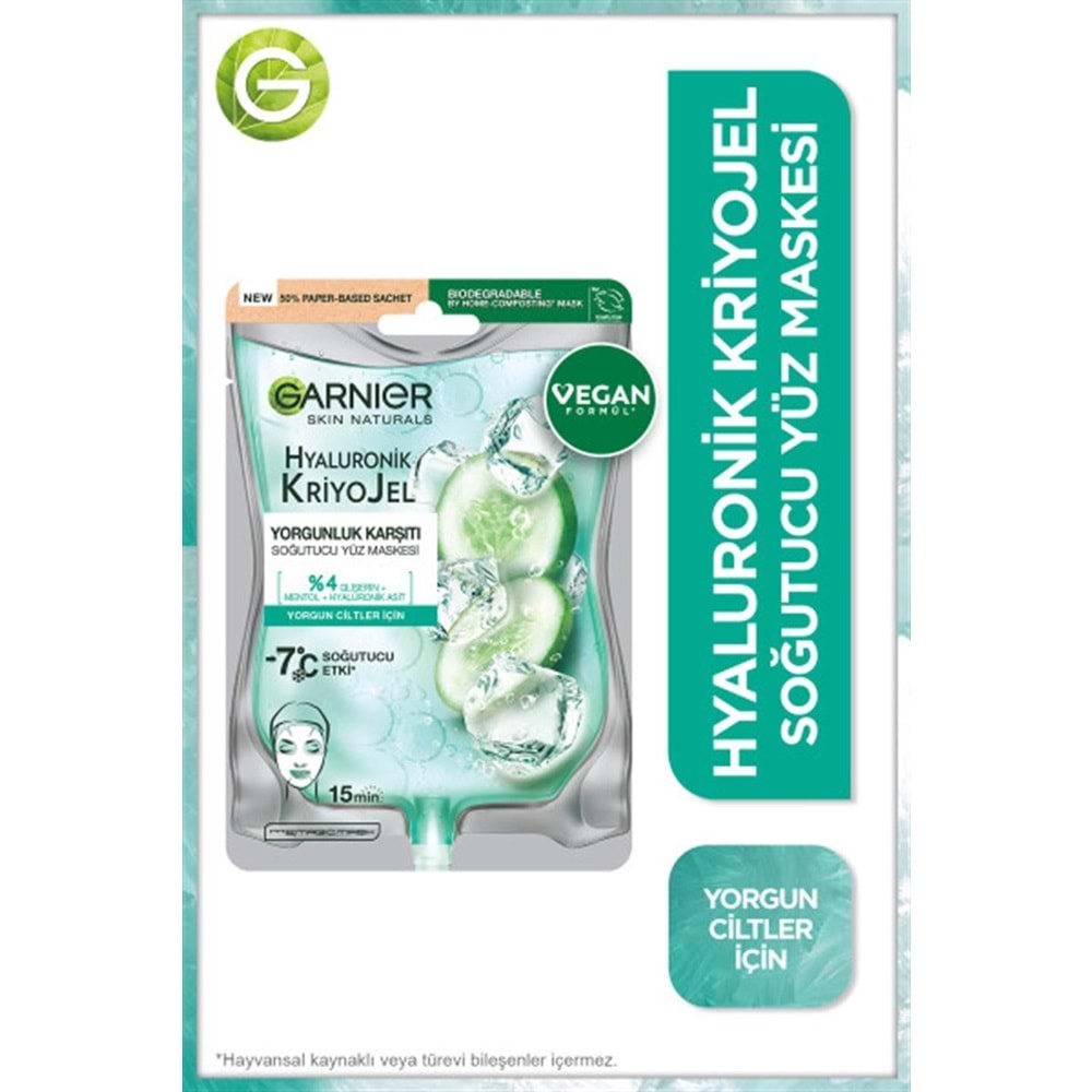 GARNIER HYALURONIC CRYO JELLY KAĞIT YÜZ MASKESİ