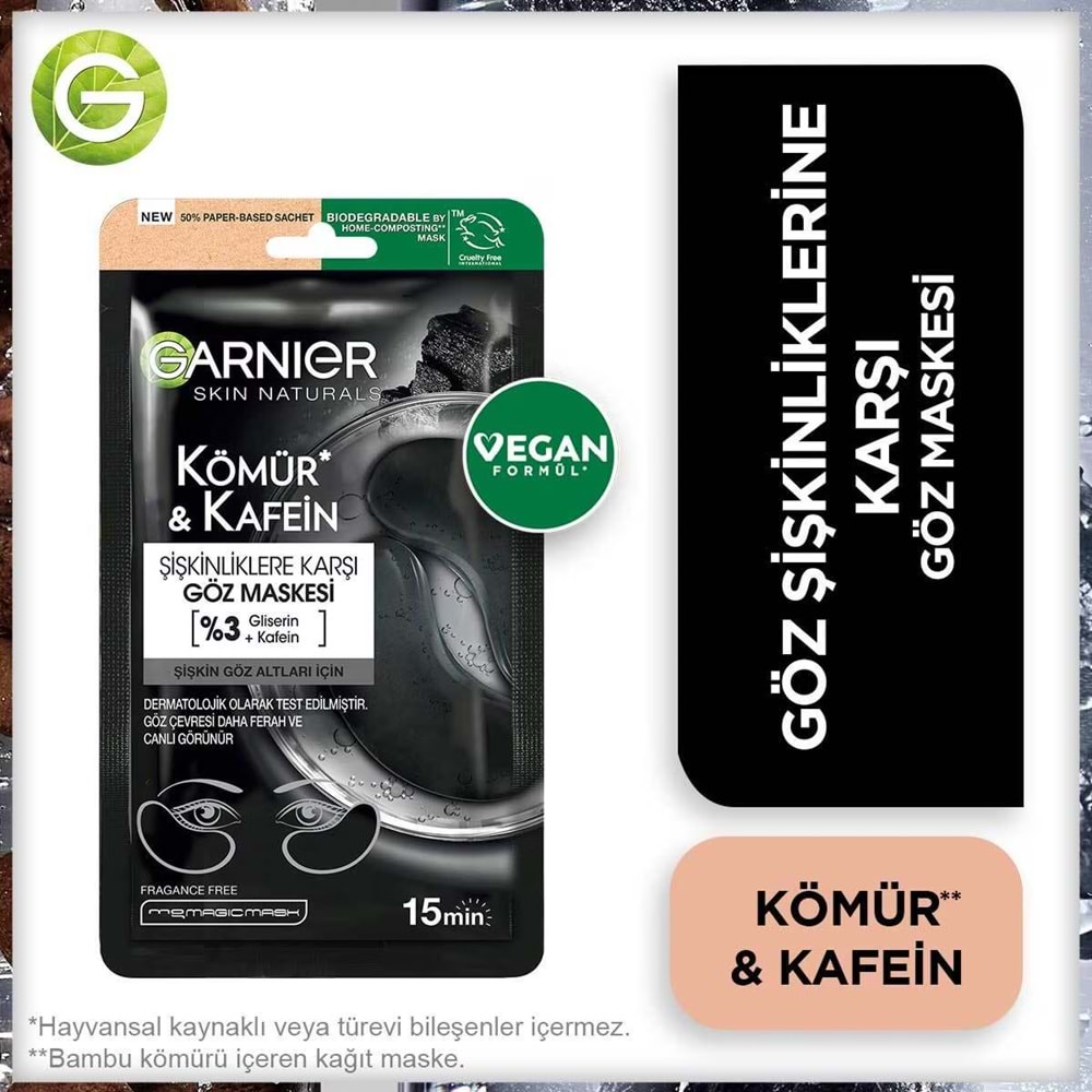 GARNIER SKIN CHARCOAL CAFFEINE GÖZ MASKESİ