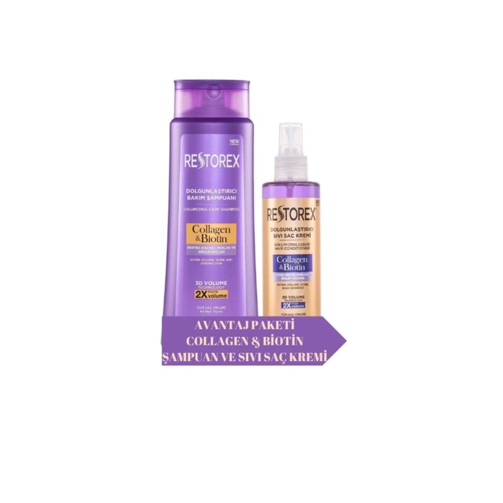 RESTOREX DOLGUNLAŞTIRICI BAKIM ŞAMPUANI AVANTAJ PAKET 500ML+200ML