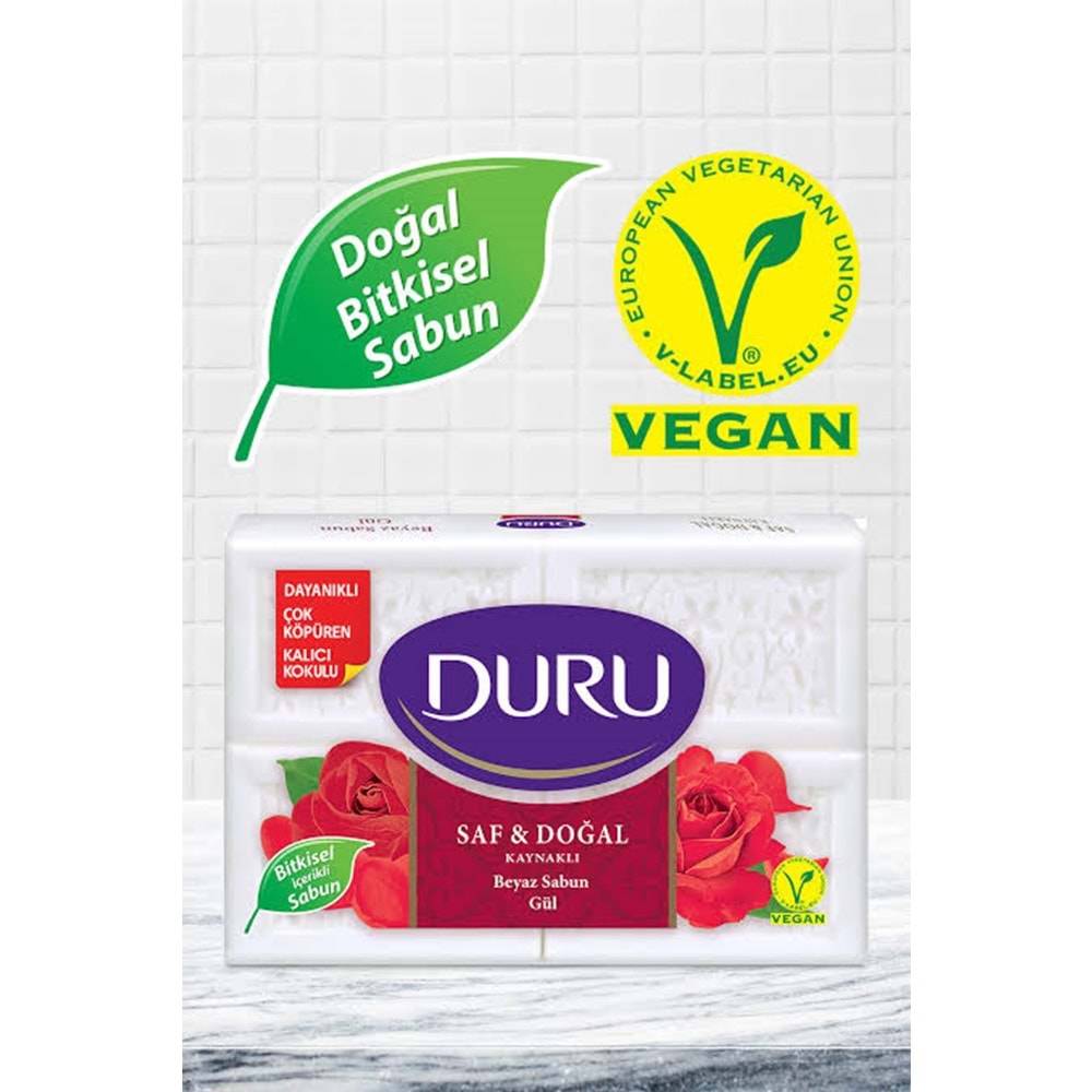 DURU SAF VE DOĞAL GÜL SABUN 4LÜ
