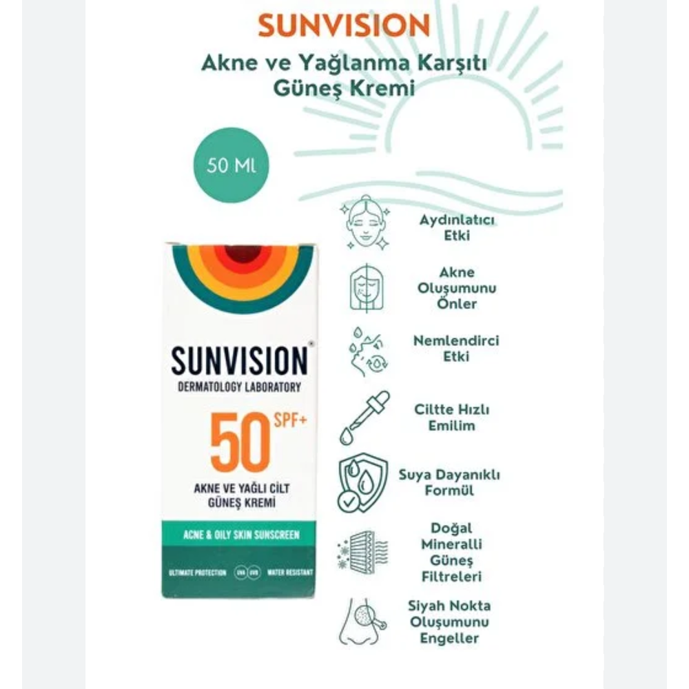 SUNVISION AKNE VE YAĞLANMA KARŞITI GÜNEŞ KREMİ 50 ML