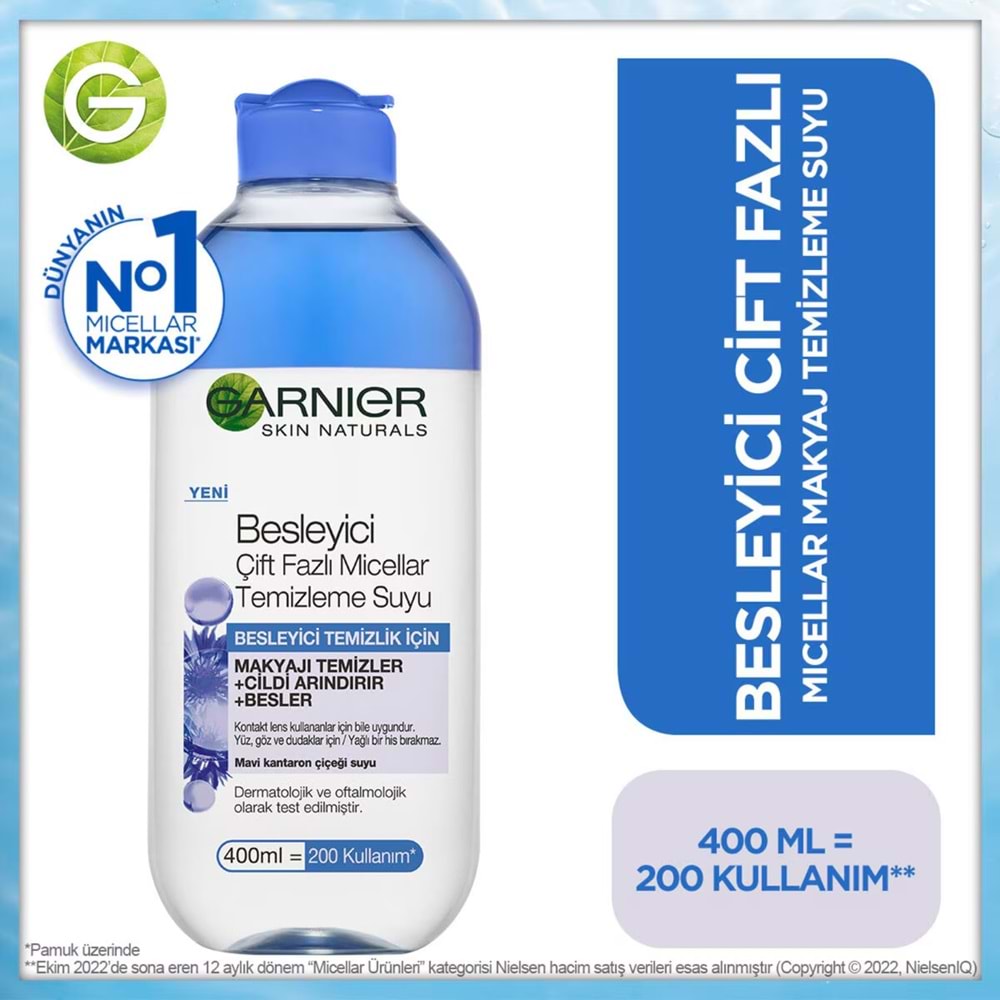 GARNIER SKIN BESLEYİCİ ÇİFT FAZLI MICELLAR 400 ML