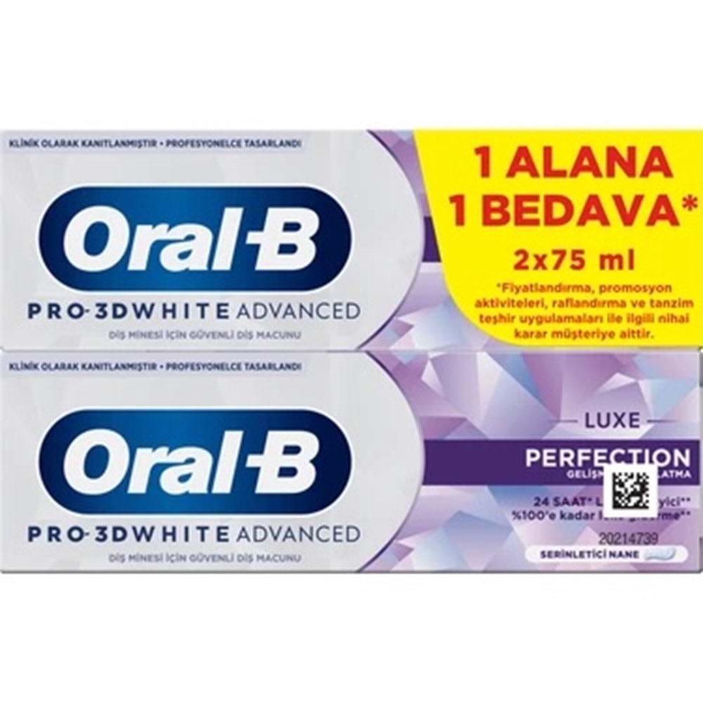 ORAL-B PRO 3D WHITE ADVANCED LUXE PERFECTION DİŞ MACUNU 2X 75 ML