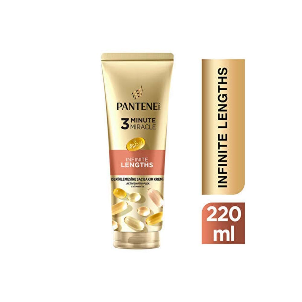 PANTENE 3 MINUTE MIRACLE INFINITE LENGTHS DERİNLEMESİNE SAÇ BAKIM KREMİ 220 ML